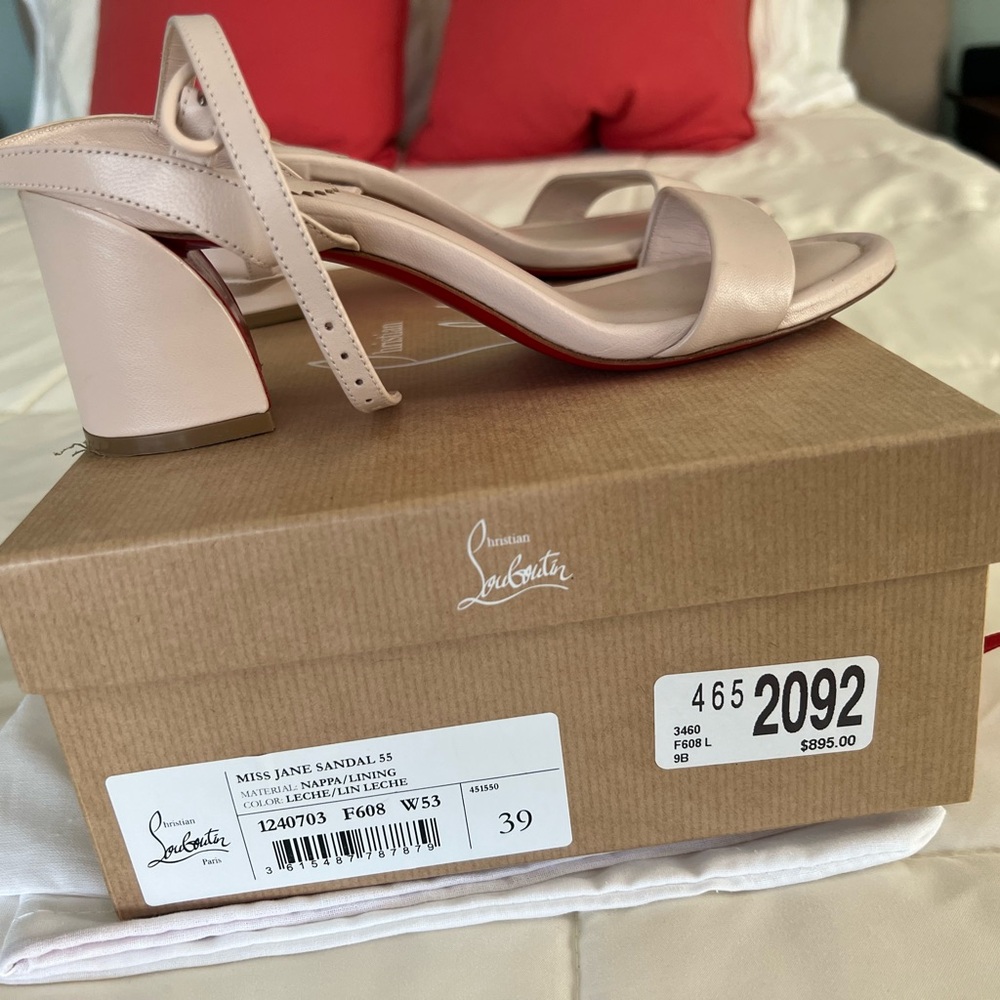 Christian Louboutin Miss Jane 55m Blush Sandals with Red Sole